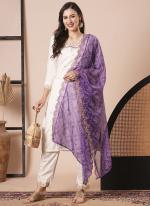 Roman Silk Off White Party Wear Embroidery Work Readymade Kurti Set